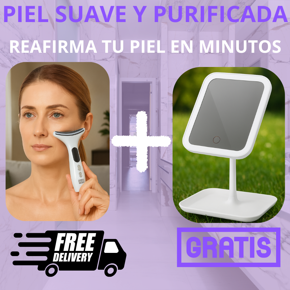 Masajeador facial + ESPEJO LED de regalo