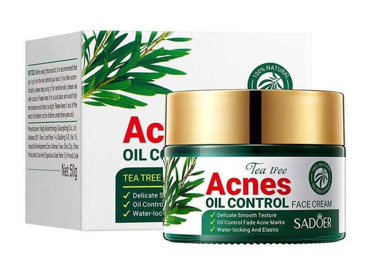 Crema facial control del acné con aceite de árbol de té y niacinamida para piel grasa y mixta, reduce granos y controla brillo